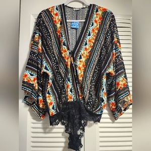 *NWT AND LINER* Free People For You Bodysuit in Black Combo size S